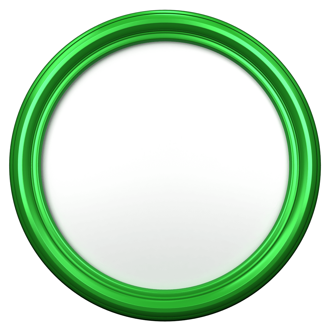 Glossy Green Circle on Transparent Background for Designs