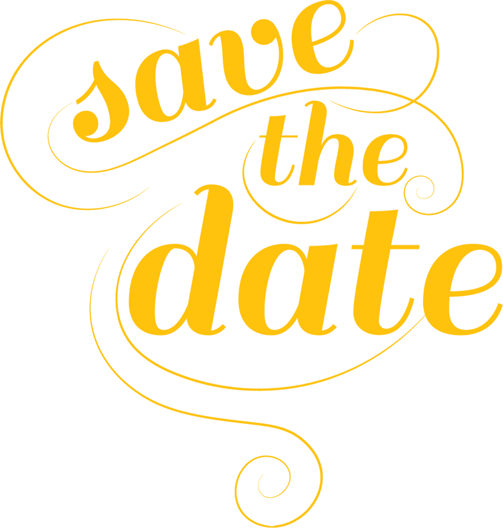 Elegant Yellow Save the Date Artwork on Transparent Background