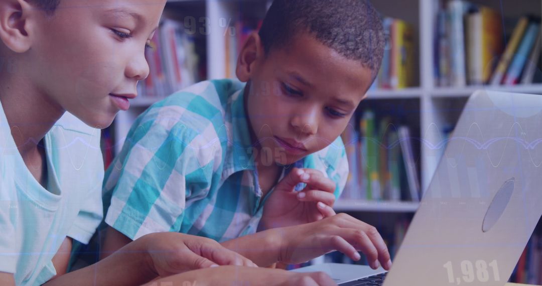 Diverse Students Using Laptop for Interactive Learning