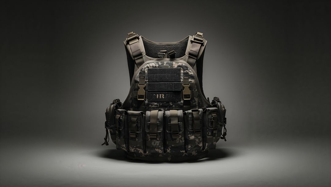 Camo Plate Carrier Vest with Pouches in Studio