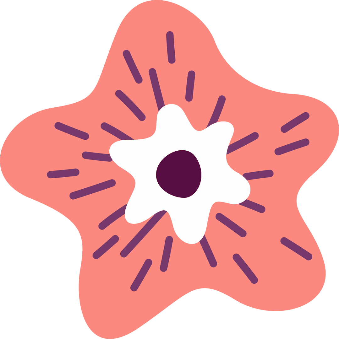 Flat Abstract Floral Design on Transparent Background