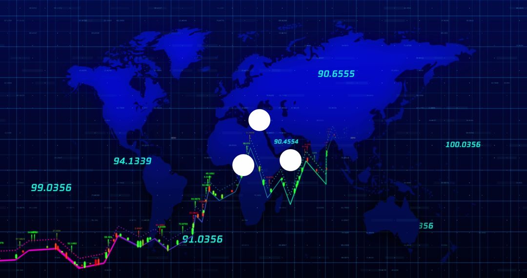 Global Financial Data with Digital Business World Map