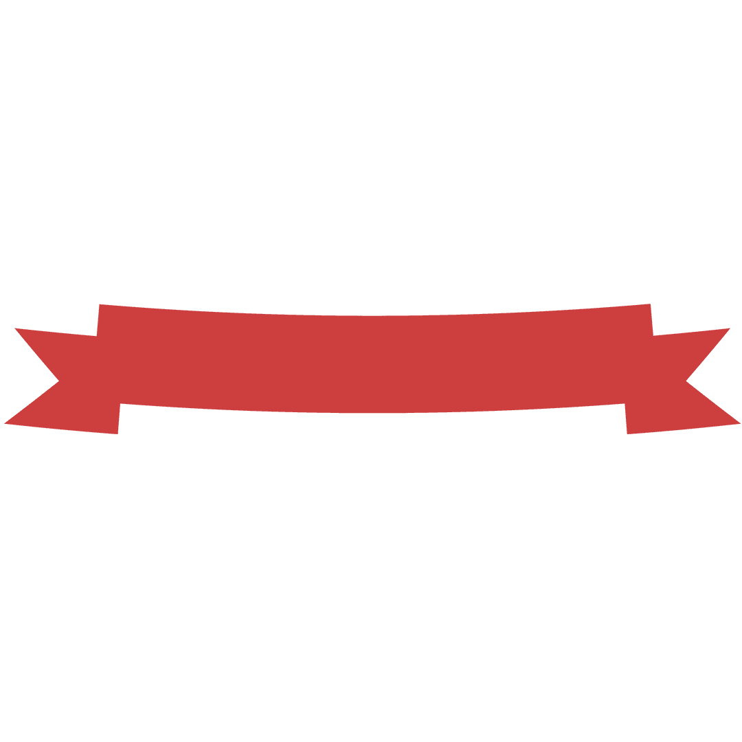 Red ribbon banner on transparent background for text highlighting