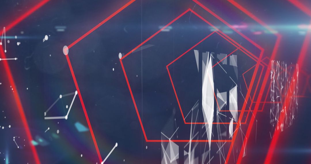 Abstract Red Geometric Shapes with Digital Patterns