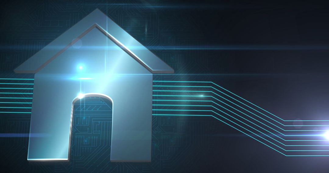 Home Smart Technology Concept with Glowing Circuit Connections