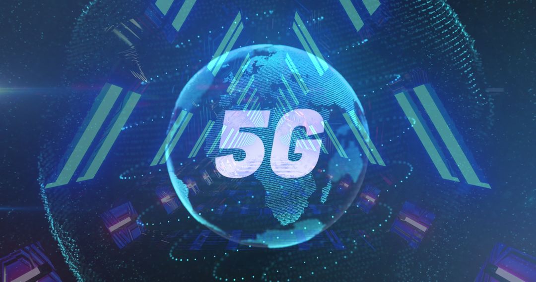 Globe and Blue Glowing Tunnel Representing 5G Network Technology