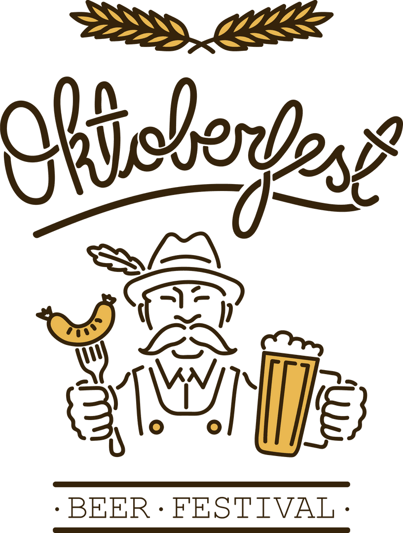Transparent Oktoberfest Celebration with Beer and Pretzel Graphics