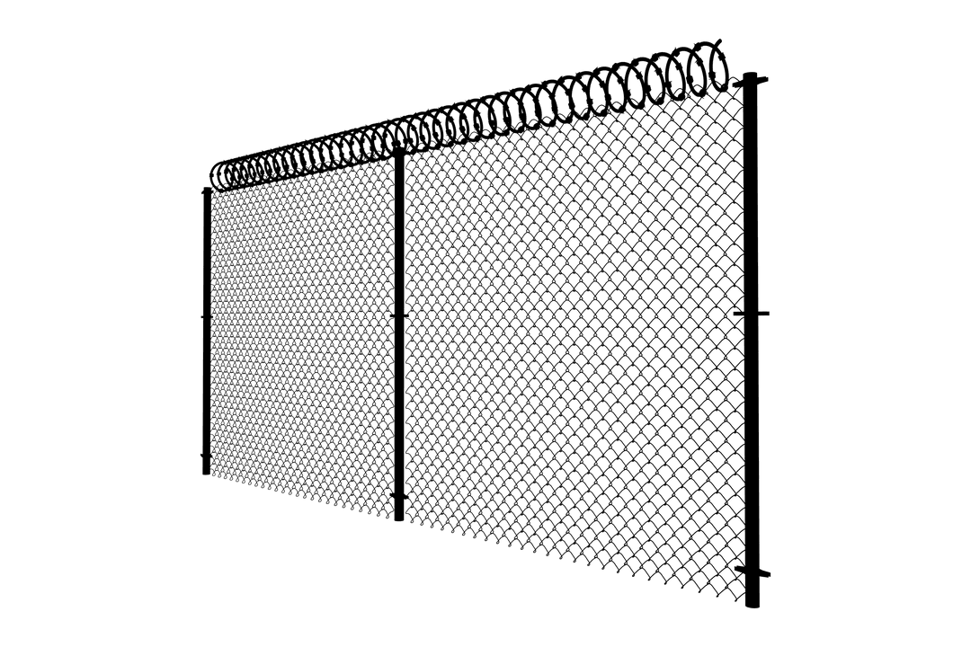 Barbed Wire Fence Silhouette Against Transparent Sky