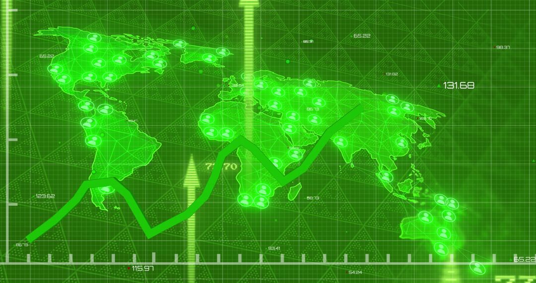 Global Financial Data and Analytics Concept with Green Graphs