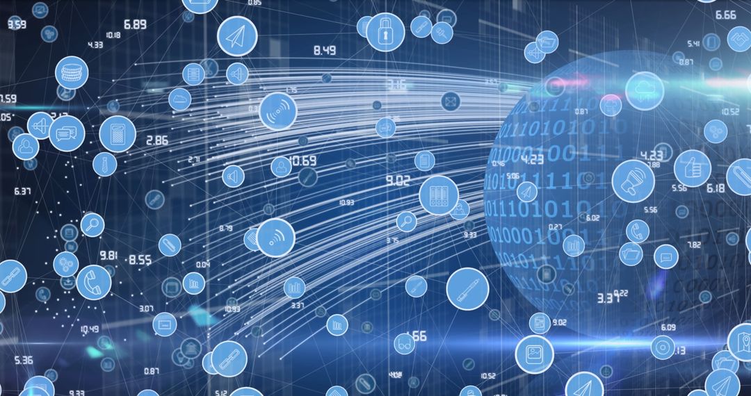 Global Networking Concept with Digital Icons and Binary Code - Free Images, Stock Photos and Pictures on Pikwizard.com