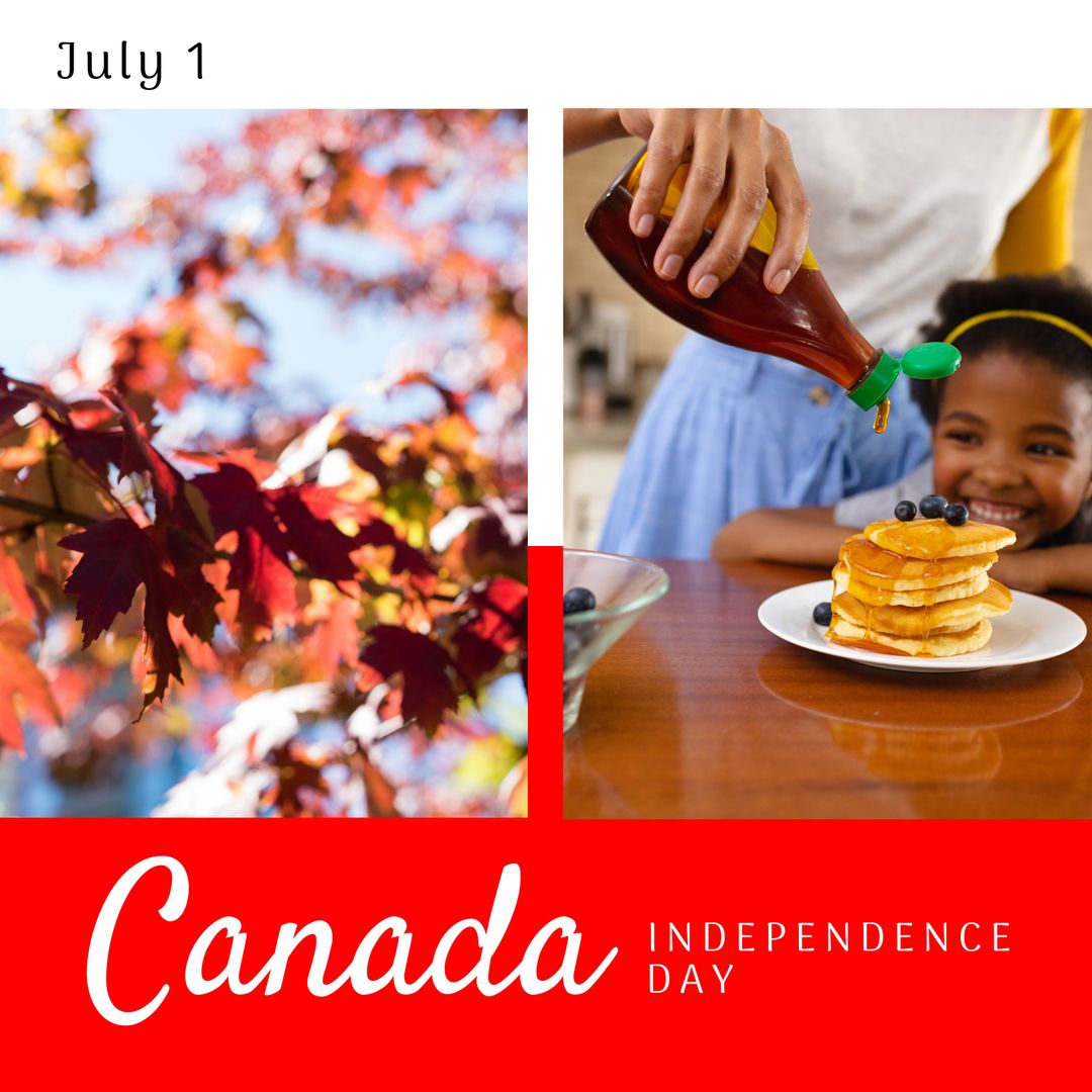 Canada Day Celebration Pancakes and Autumn Maple Leaves