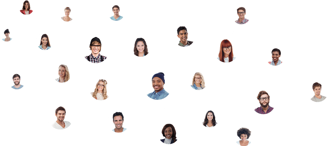 Transparent network faces connecting lines