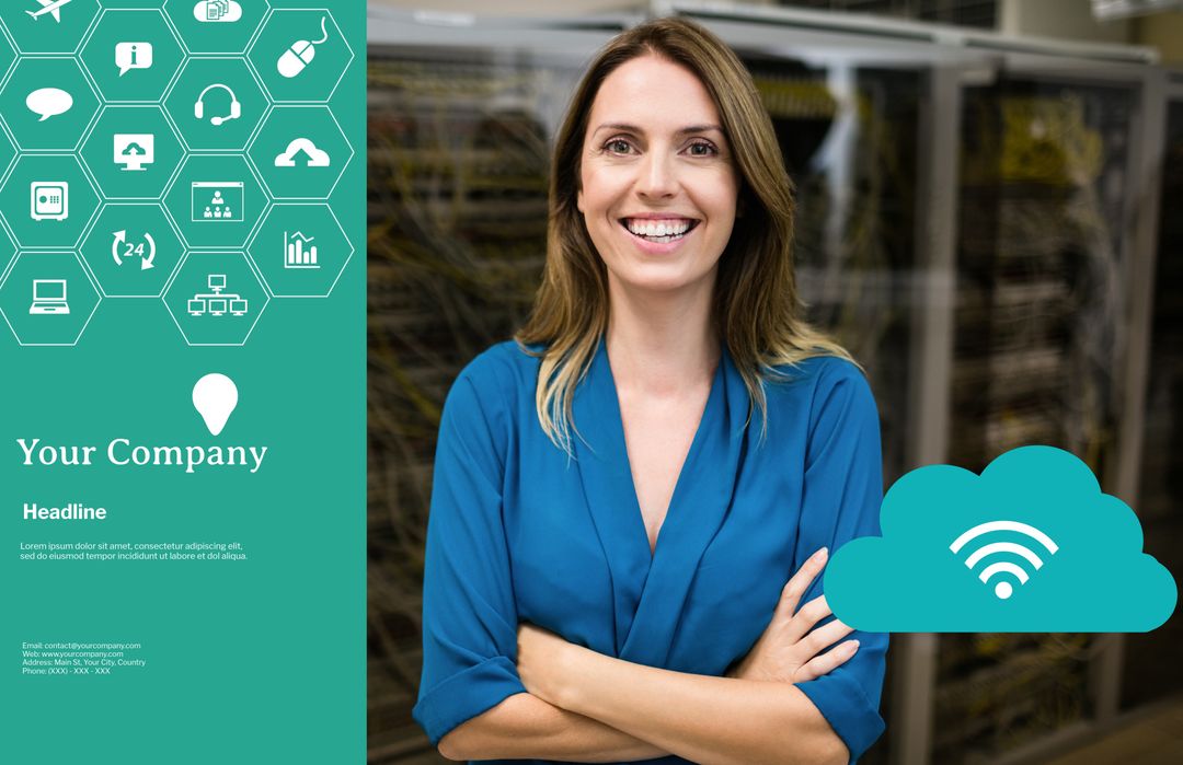 Confident Businesswoman Representing IT Services and Connectivity