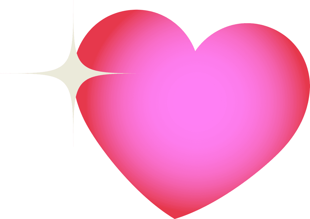 Glowing Gradient Heart with Sparkle on Transparent Background