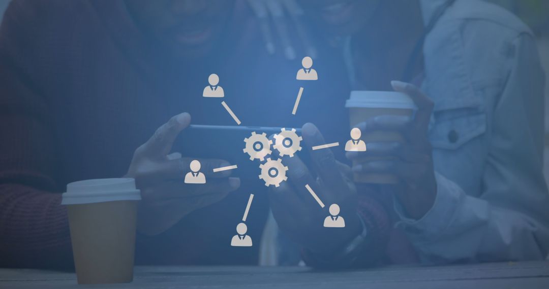 Collaborative Technology Concept with Network Connections Overlay