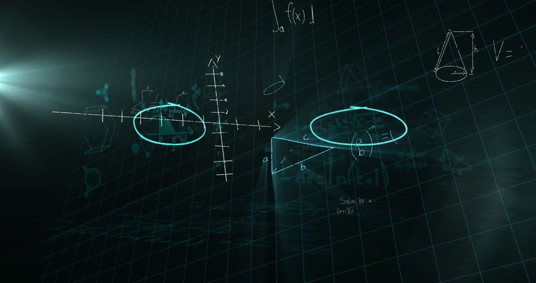 Floating Mathematical Equations on Dark Digital Background