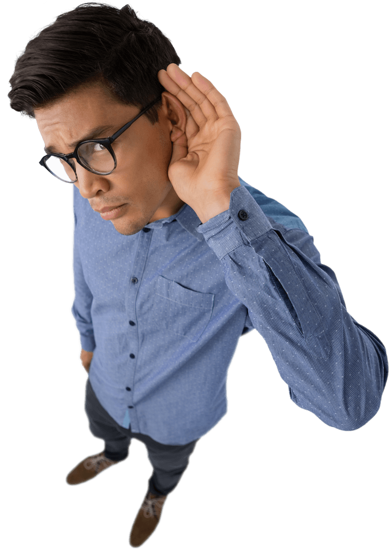 Curious Male Professional Listening Attentively Transparent