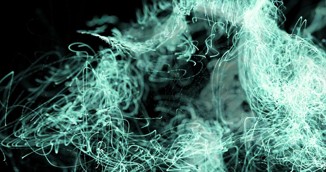 Abstract Green Light Trails on Dark Background