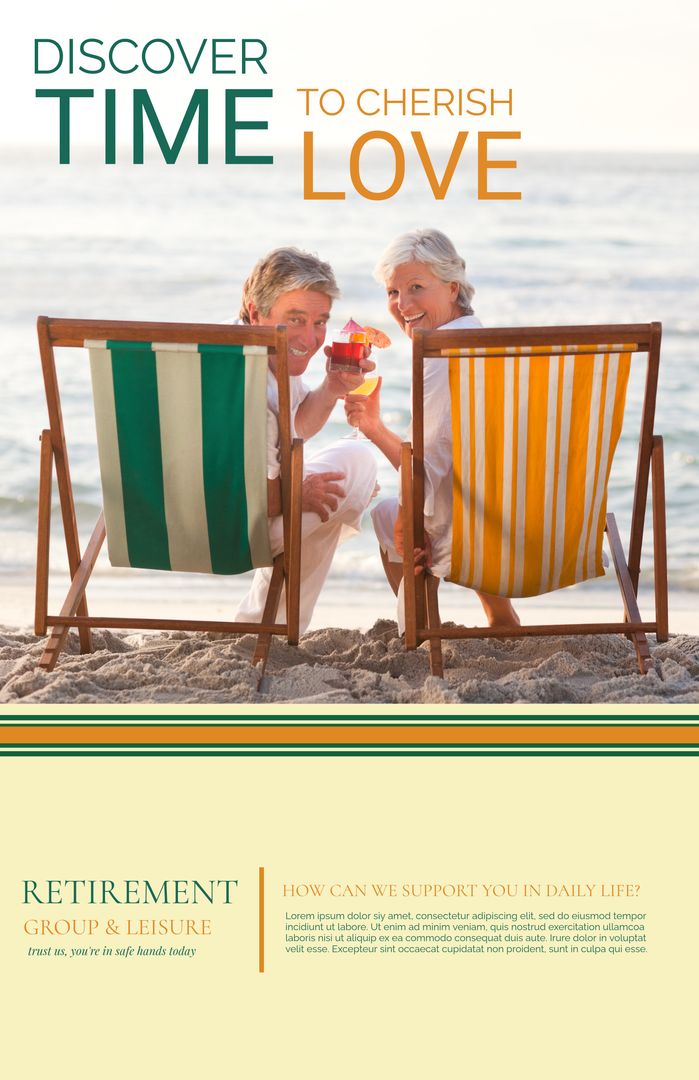 Elderly Couple Toasting on Beach Symbolizing Relaxed Retirement - Download Free Stock Templates Pikwizard.com