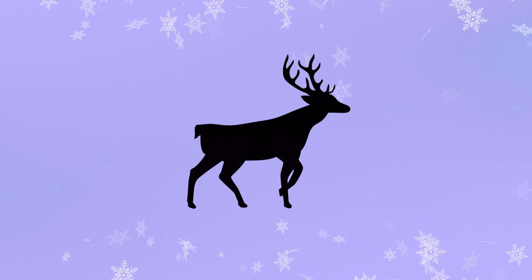 Reindeer Silhouette on Purple Snowflake Background - Free Images, Stock Photos and Pictures on Pikwizard.com