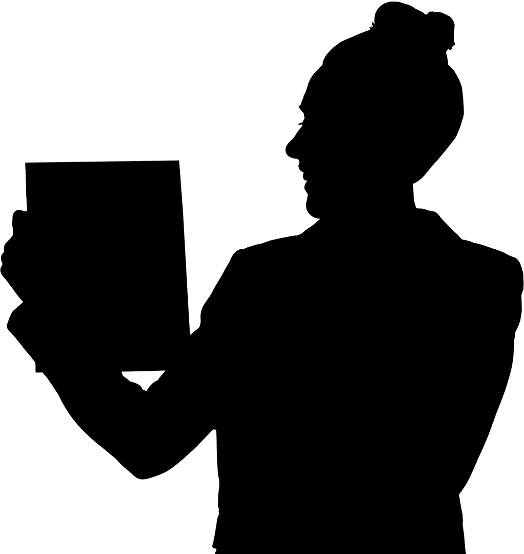 Silhouette of Businesswoman Holding Tablet on Transparent Background