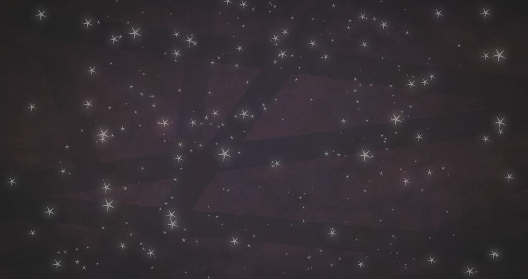 Sparkling White Stars Over Intersecting Lines on Dark Background