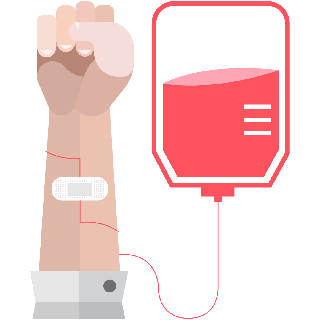 Transparent Vector of Donating Blood with Arm and Blood Bag
