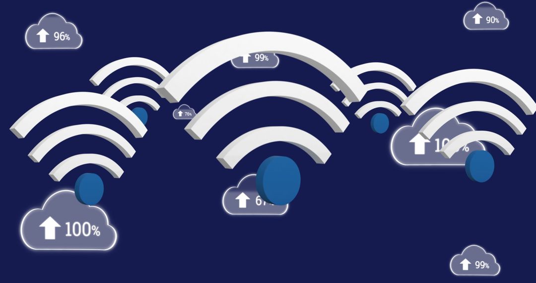 Digital Network Concept with WiFi Icons and Progress Clouds