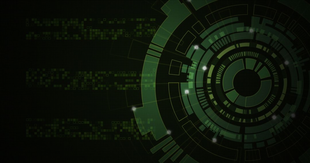 Futuristic Digital Interface Circles with Green Technology Lights