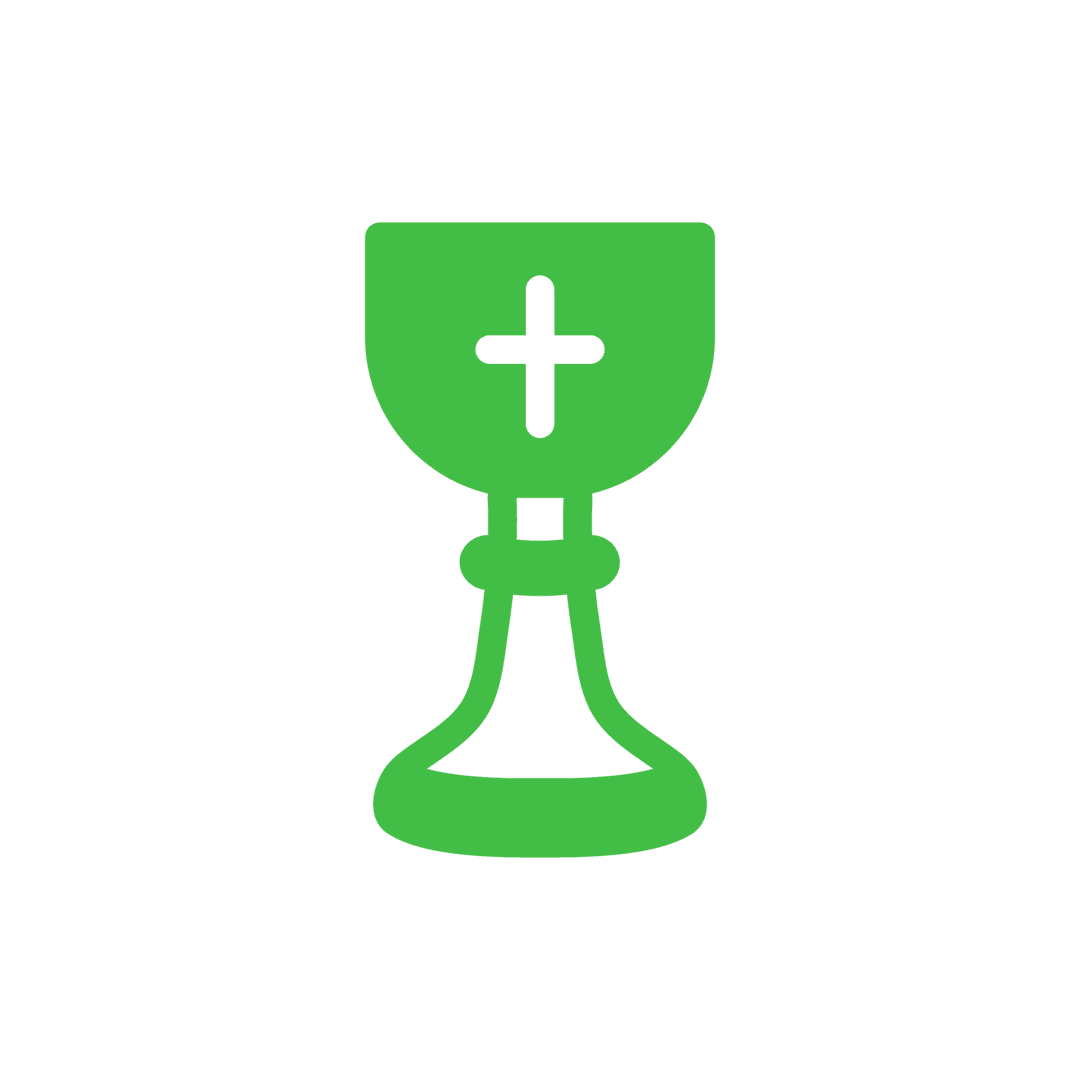 Green Chalice with Cross on Transparent Background for Religious Themes