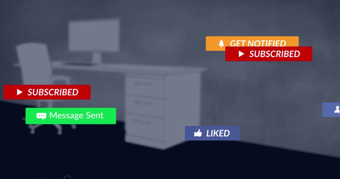 Digital Interface Icons Overlay on Office Desk