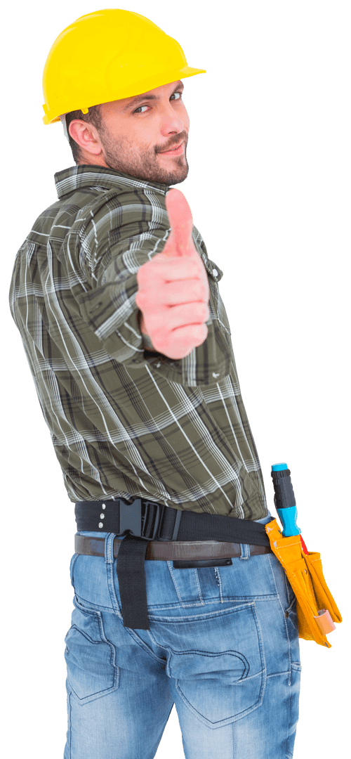 Transparent Manual Worker Giving Thumbs Up in Casual Attire