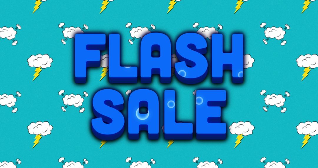 Bright Flash Sale Banner With Bold Text and Clouds