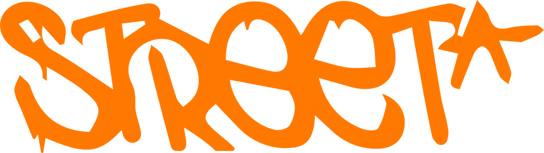 Orange Graffiti Tag STREET on Transparent Background Urban Art