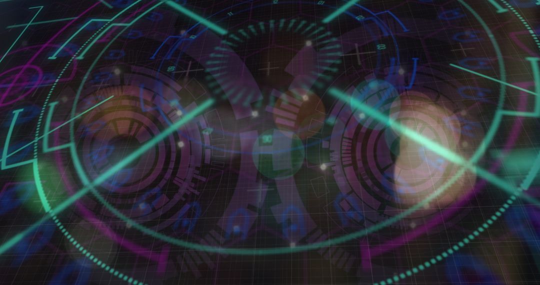 Futuristic Digital Interface with Abstract Circles and Lights