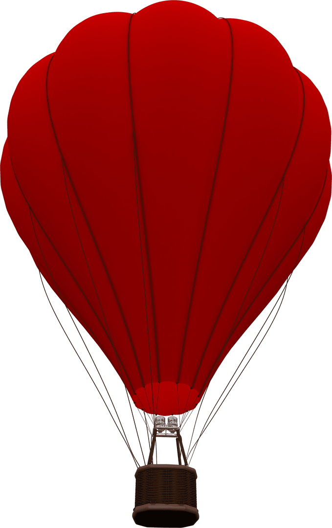 Transparent Red Hot Air Balloon With Brown Basket on Clear Sky