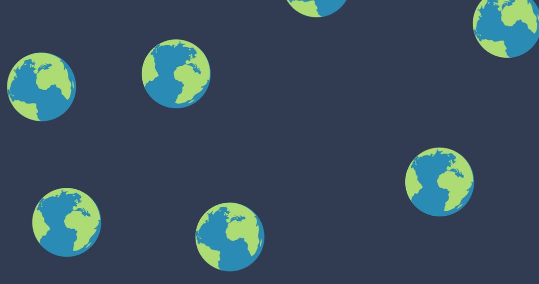 Pattern of Floating Earth Globes on Deep Blue Background