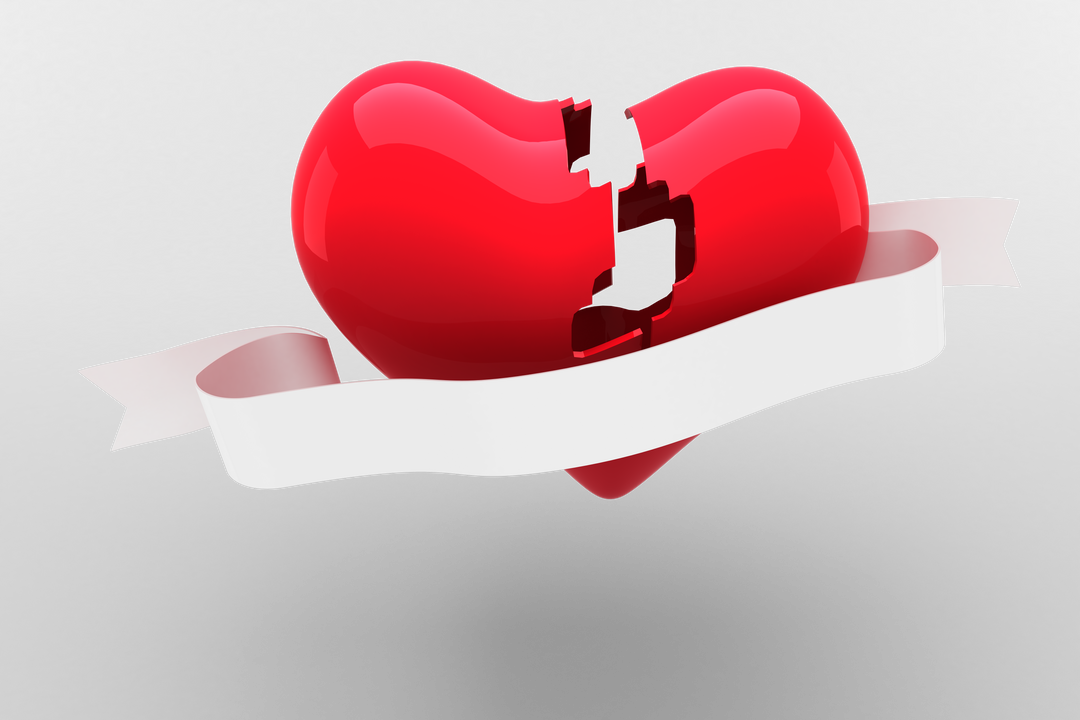 Transparent Red Broken Heart with White Ribbon Vector for Valentine's Day - Download Free Stock Images Pikwizard.com