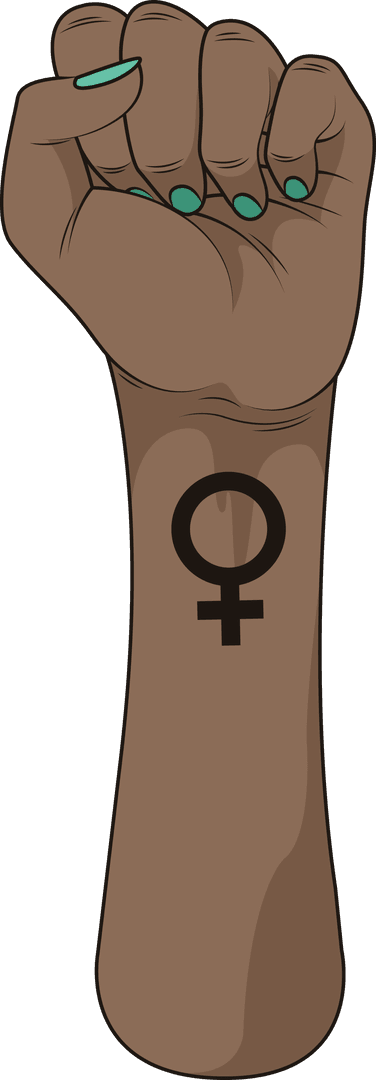 Raised Fist with Female Symbol Tattoo Transparent Background