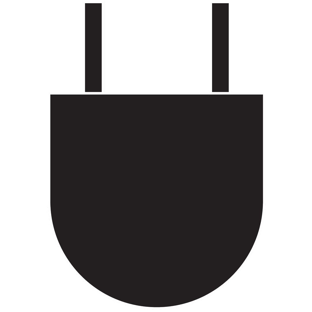 Black Electric Plug Illustration on Transparent Background