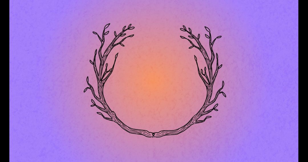 Illustration of Tree Branches Forming Wreath on Gradient Background
