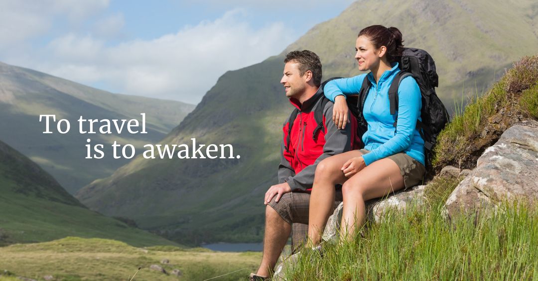 Couple Enjoying Mountain View and Nature Adventure