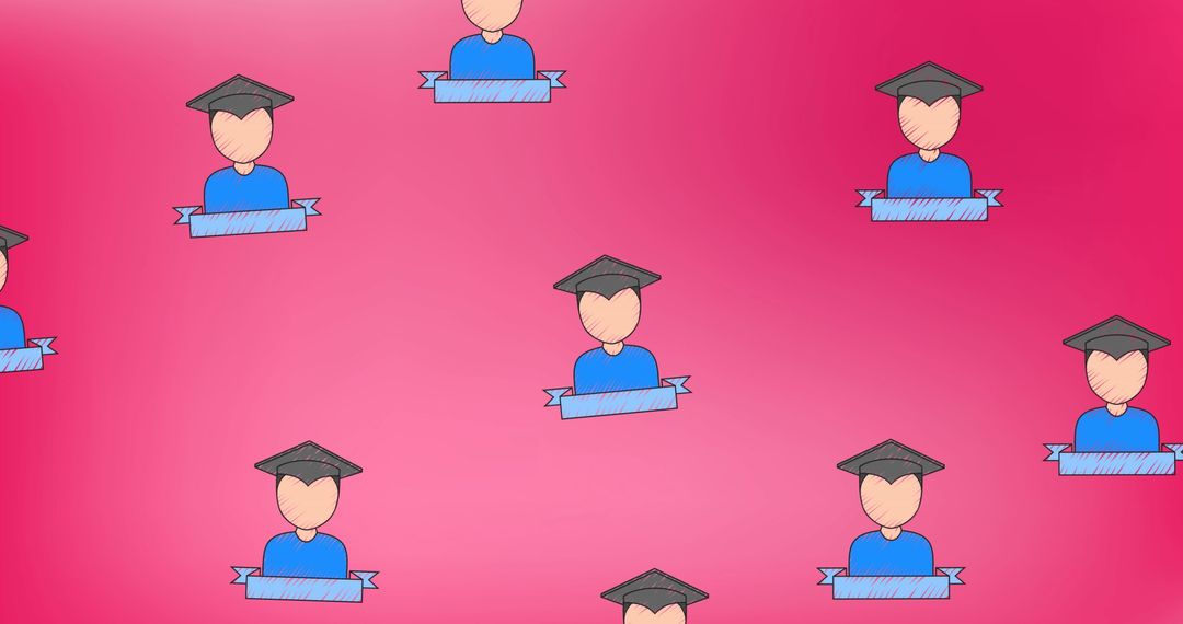 Graduation Icon Pattern on Pink Background