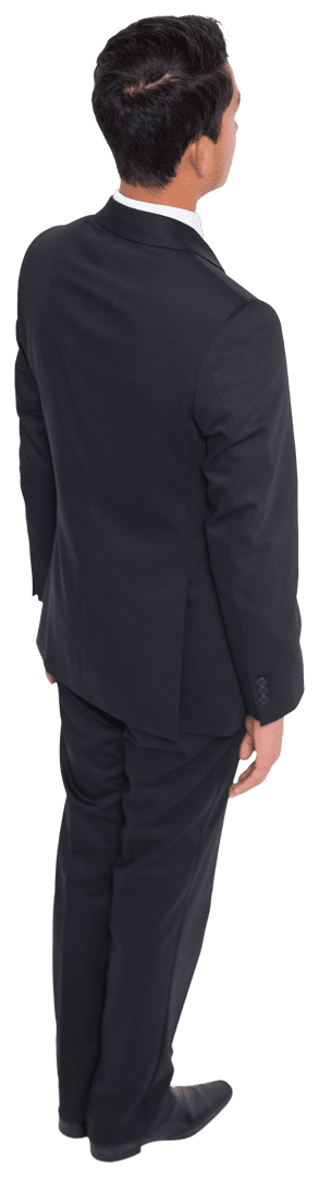 Transparent Isolated Rear View of Businessman in Suit