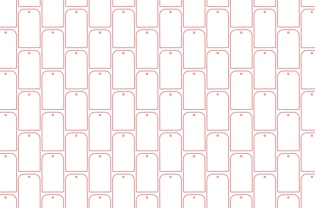 Rows of red shapes on transparent background pattern design