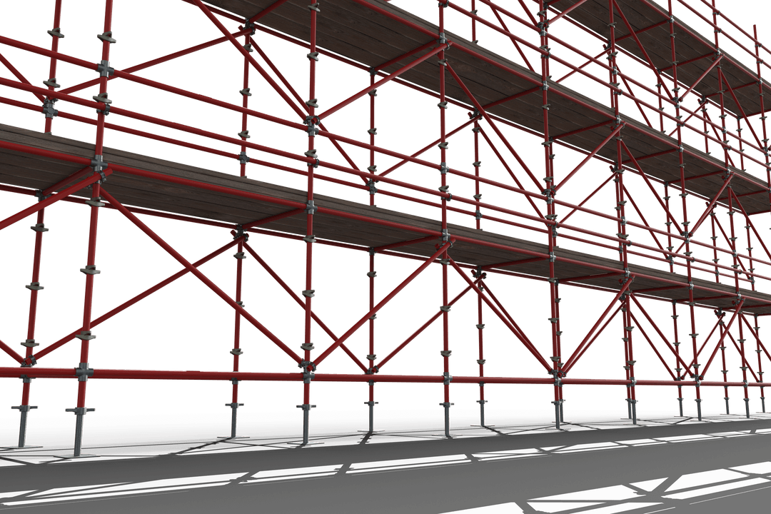 Transparent Construction Scaffold Structure Red Metal Grid Illustration