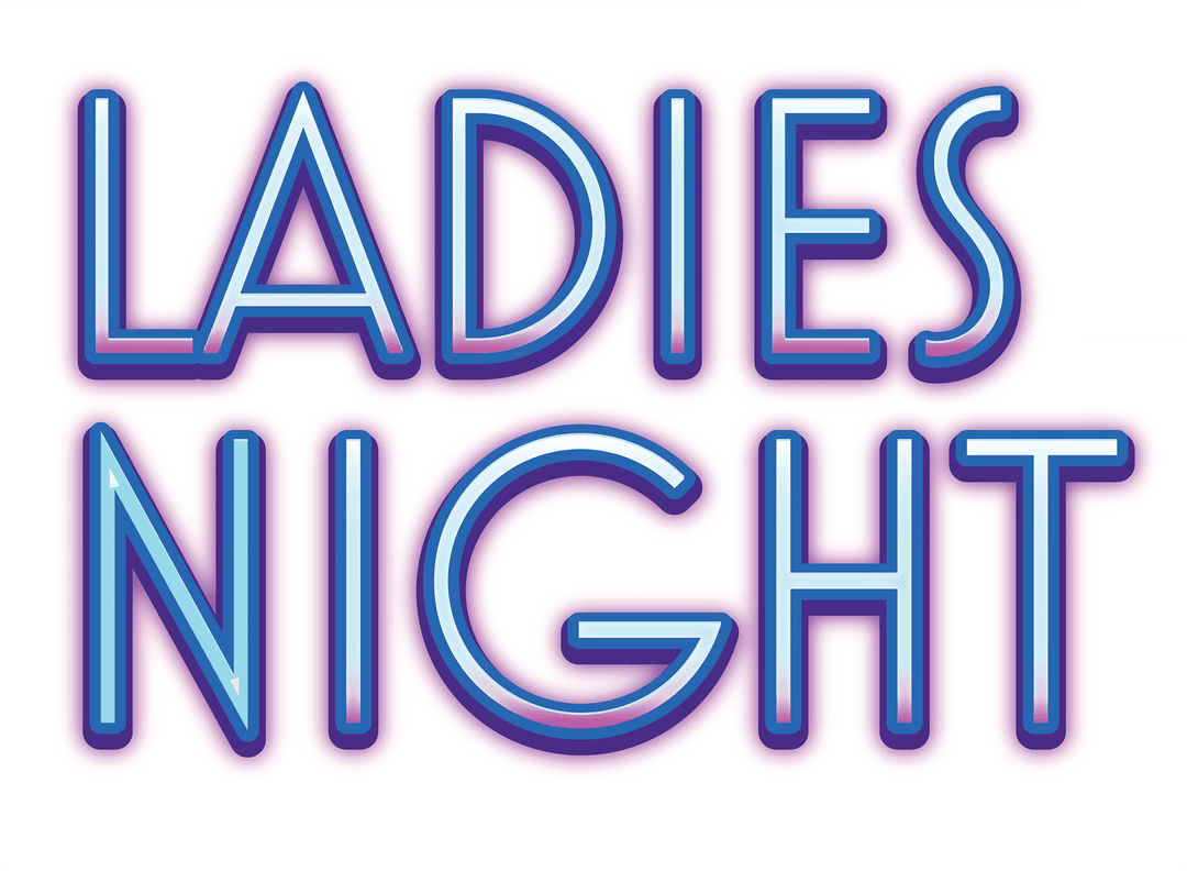 Ladies Night Neon Text Illustration on Transparent Background