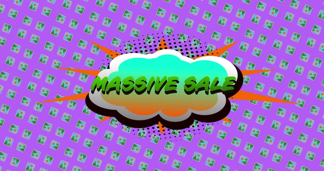 Massive Sale Text on Vibrant Retro Background