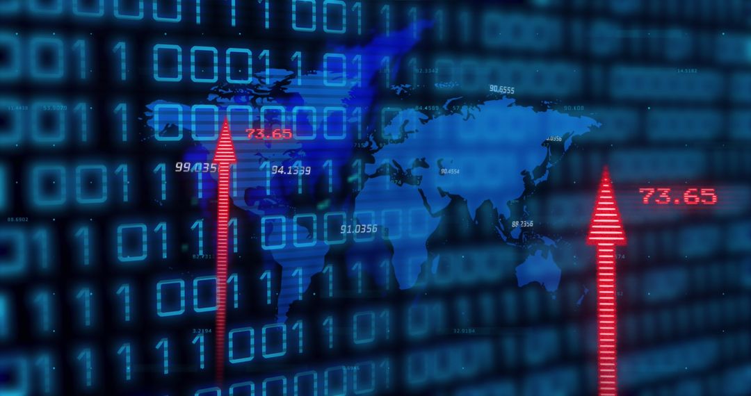 Global Financial Data Streams Over World Map