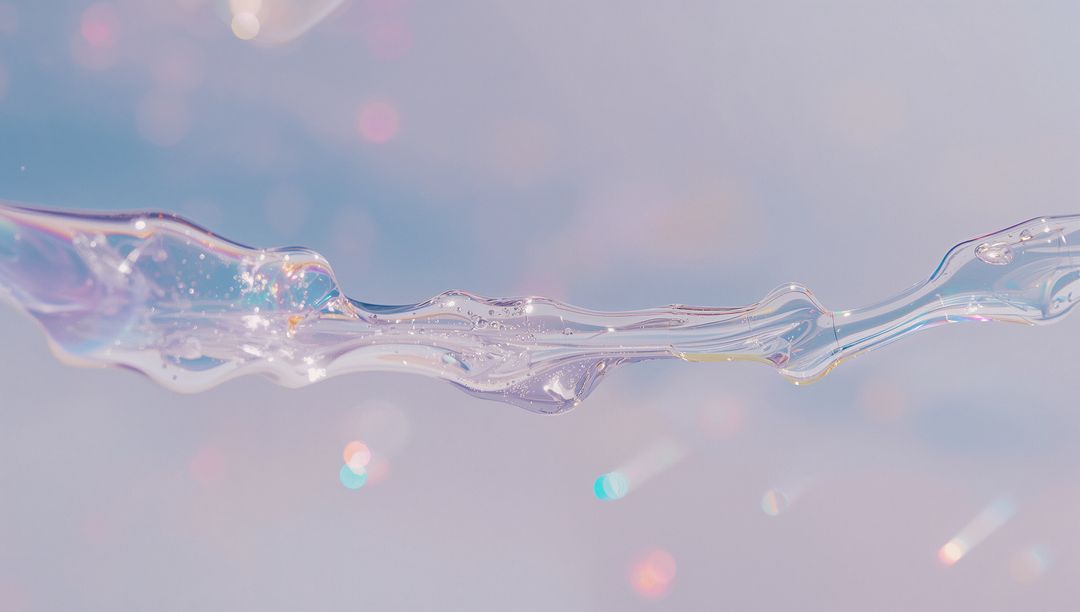 Iridescent Flowing Stream Against Soft Pastel Background